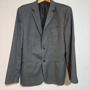Banana Republic Mens Gray Herringbone Blazer 44L Two-Button Suit Jacket Long Sle